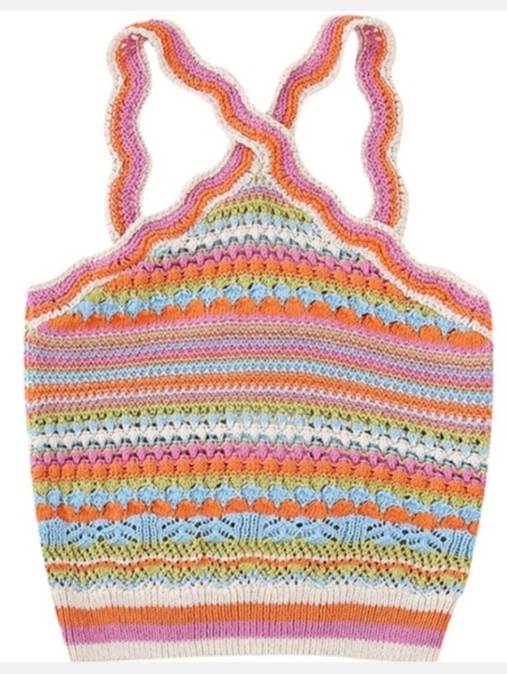 ZARA Rainbow Cropped Crochet Tank Top - Picture 3 of 6